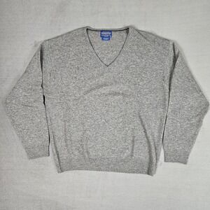 Pendleton 100% Lambswool Sweater Mens‎ Large Gray Pullover V-Neck *READ